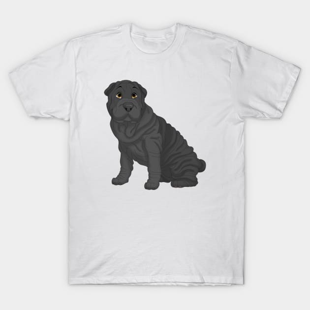 Black Shar-Pei Dog T-Shirt by millersye